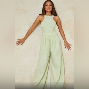 Pretty little thing sage green wide legged racer back jumpsuit